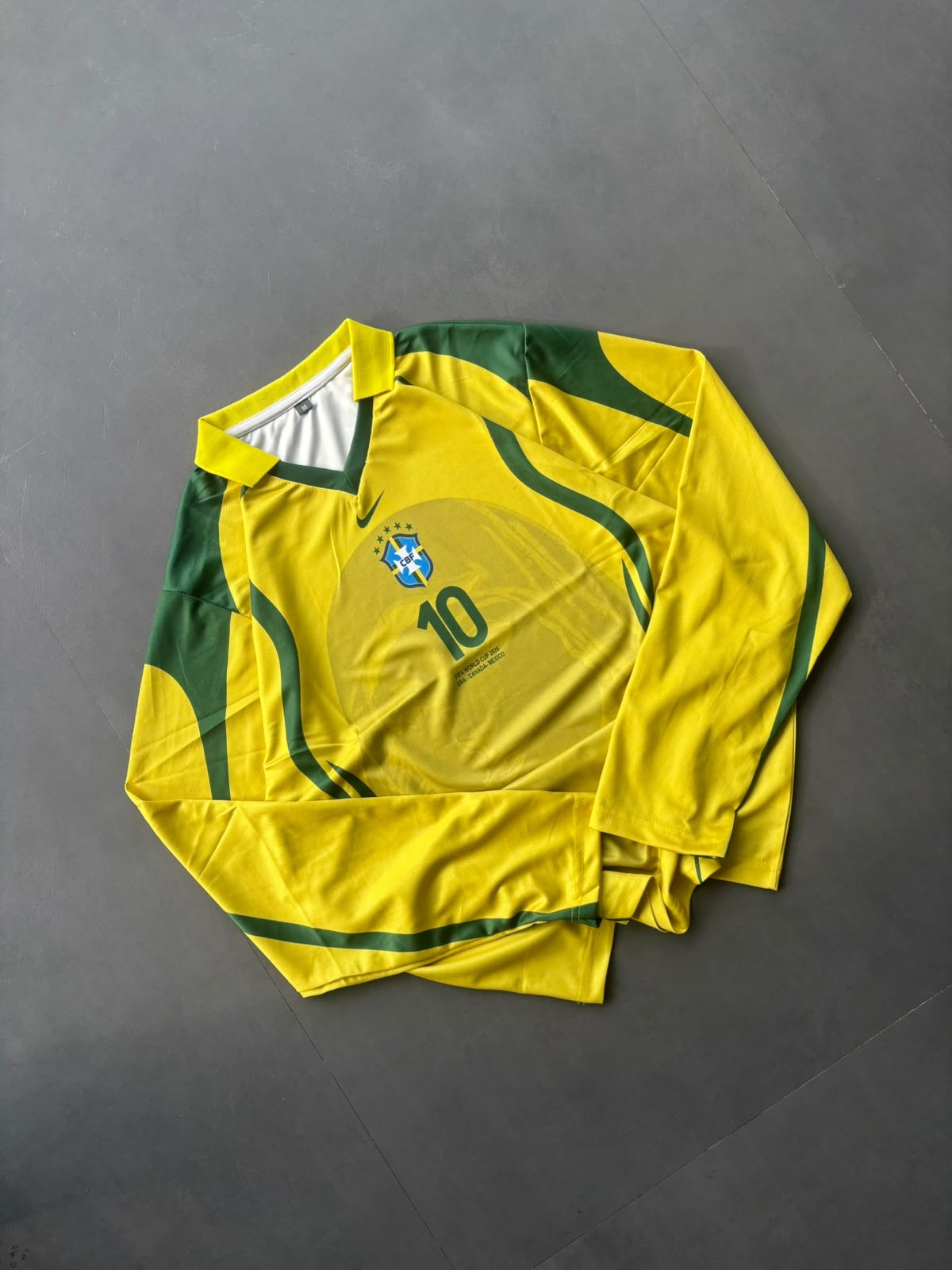 Neymar J R Brazil Yellow Long Sleeve Retro Football Jersey