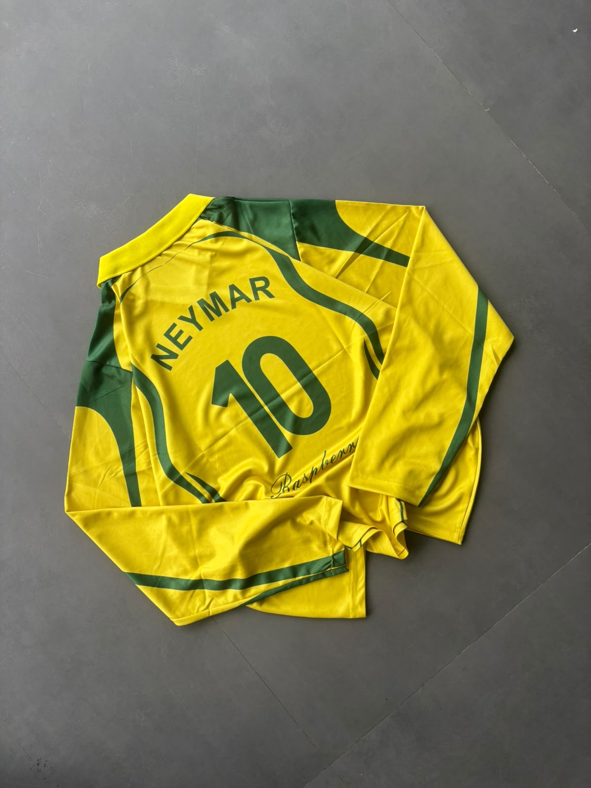 Neymar J R Brazil Yellow Long Sleeve Retro Football Jersey